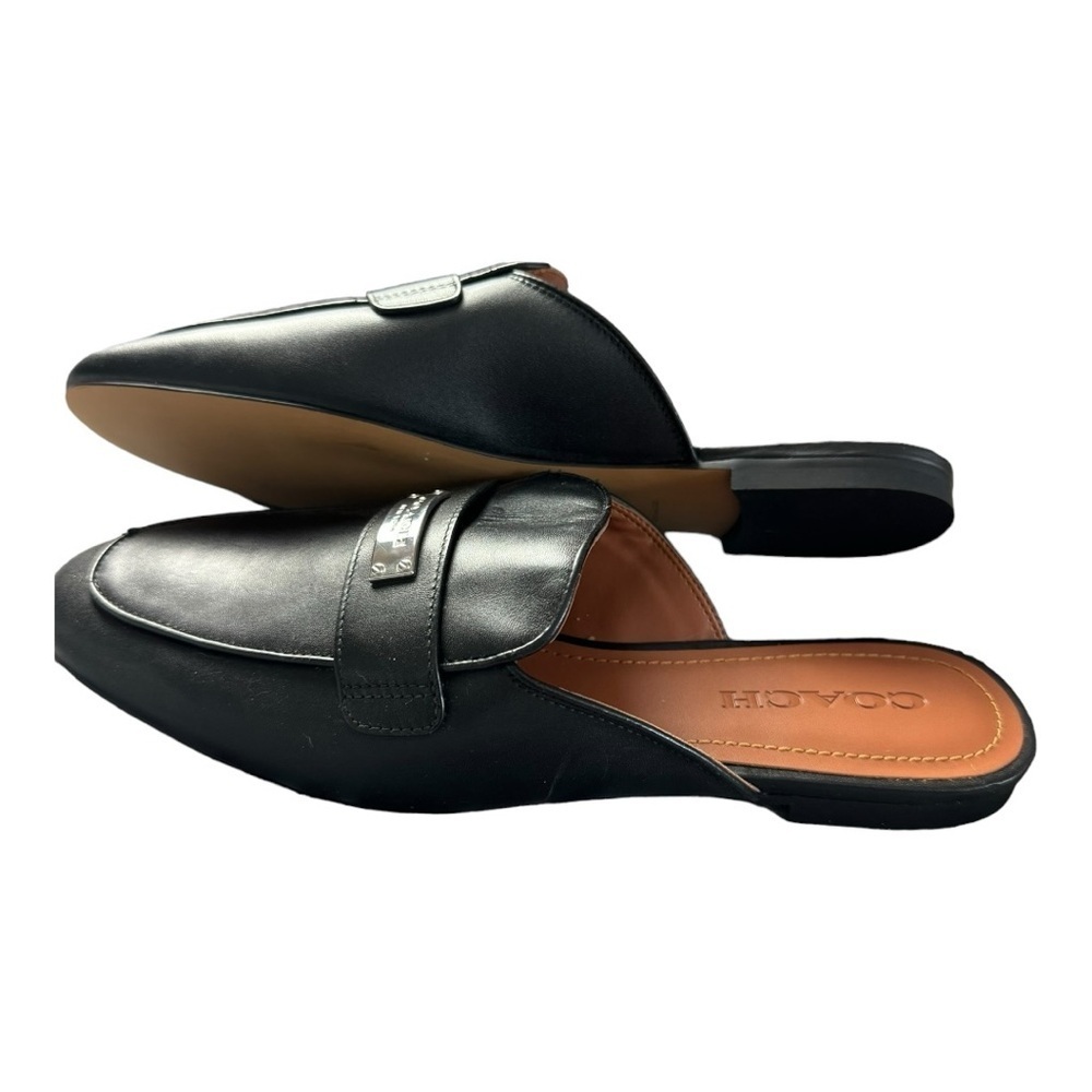 COACH Shea Black Leather Mules Slides Size 9.5 - Picture 8 of 11